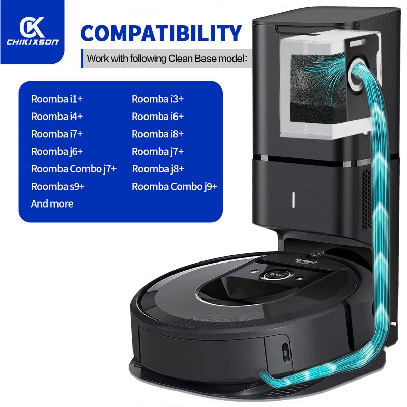 CHIKIXSON Reusable Vacuum Bags for All iRobot Roomba I & S & J Series Clean Base  3 Pack  Zipper (New Version) - Image 2